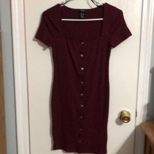 Elegant Burgundy Button-Down Dress #6033